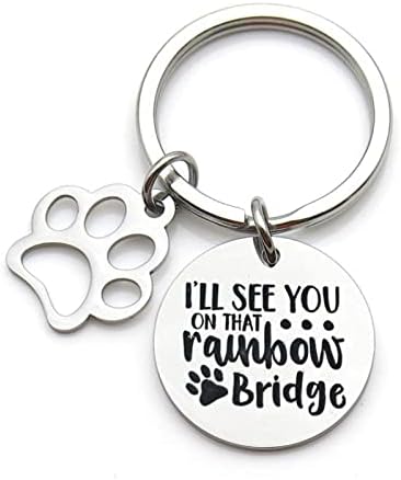 פוקימנמן 2020 אובדן חיות מחמד מתנת זיכרון למחזיק מפתחות-אני אפגוש אותך על גשר הקשת הדפסי כפות חתולי כלב מחזיק מפתחות