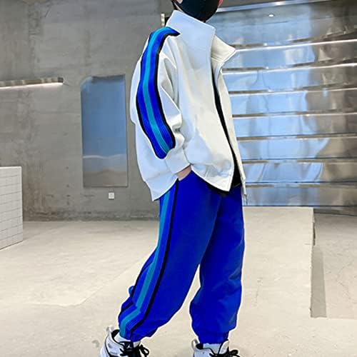 Loodgao Kids Boys אימונית רוכסן סווטשירטים של צווארון עם מכנסי טרנינג ג'וג'ר סטים תלבושות ספורט