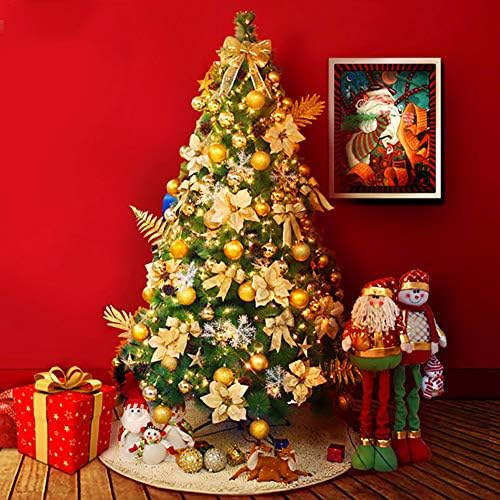 עץ חג המולד של סיבים אופטיים 6ft, עץ חג המולד מלאכותי עם מעמד מתכת מתקפל, נוריות LED צבעוניות שלג וקונוסים אורנים, קישוטי חג המולד-ירוקים 6ft
