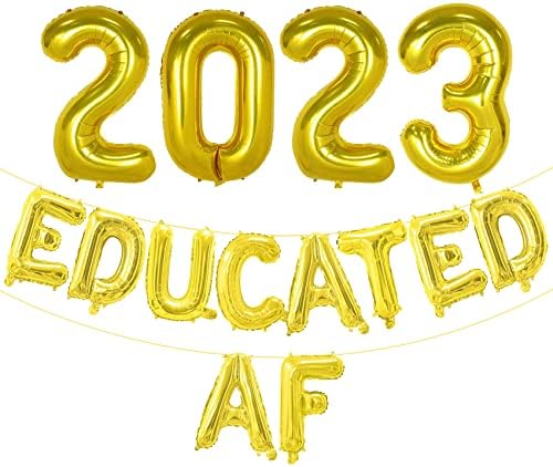 TellPET 2023 באנר בלון סיום לכיתה של 2023, קישוטים למסיבת סיום, זהב