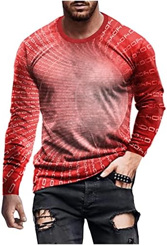 מגברים אביב סתיו חולצה 3D מודפסת חולצה ארוכה חולצה מזדמנת אופנה רופפת חולצות טי גרפי