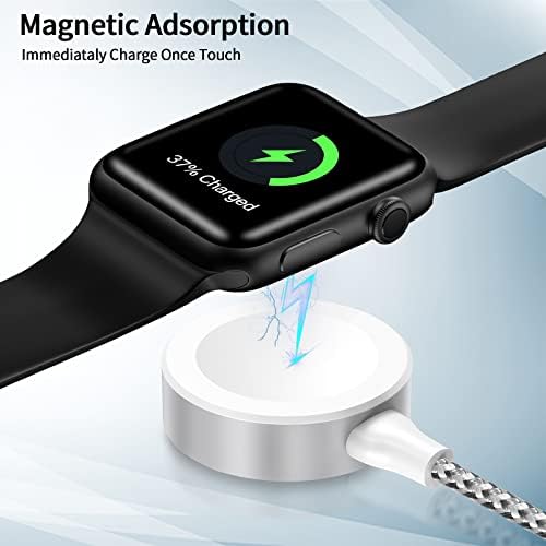 2 ב 1 כבל מטען IWatch עבור Apple Watch ו- iPhone/AirPods עם 20W USB C, כבל מטען שעון אלחוטי תואם לסדרת Apple Watch 7/6/SE/5/4/3/2/1 וטלפון 13/12/11/ X/xr/xs/xr max