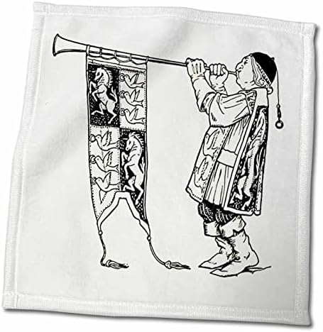 תמונת 3 של תמונת של ימי הביניים בשחור לבן מוזיקאי ודגל - מגבות