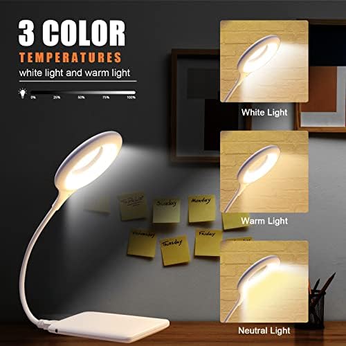 GNENG LED אורות לילה USB, 3 צבעים מנורות קריאה USB עם שליטה קולית, מנורת שולחן LED חכמה לקריאת שולחן חדר משרד ביתי