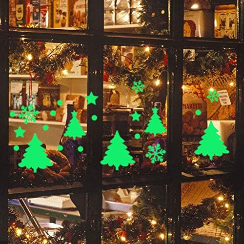 עבאודם יפה חג המולד עץ פתיתי שלג לילה זוהר מדבקות זוהר בחושך קיר מדבקות נשלף מדבקות קיר תפאורה לסלון חדר שינה תינוק חדר