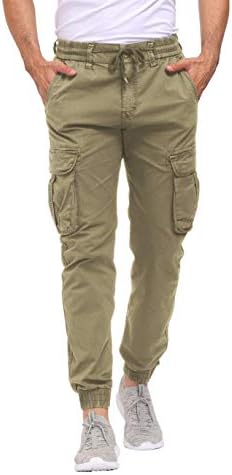 מכנסי מטען לטיולים של Lepoar מכנסי מטען רצים רזים מתאימים מכנסי עבודה מזדמנים קלים עם כיסים שרוך מותניים