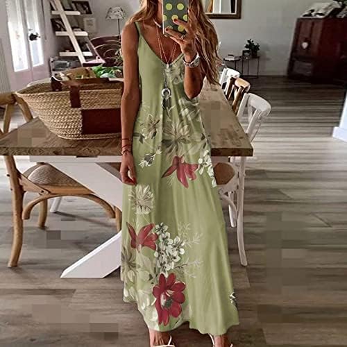 שמלות לנשים אופנה פרחוני מודפס עם צווארון שרוולים שמלות קיץ רופף מתאים כתפיות בסוודרים חוף מקסי שמלה