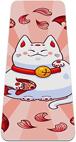 סיבזה יפן קריקטורה מזל חתול לתפוס ורוד קרפיון דגי פרימיום עבה יוגה מחצלת ידידותי לסביבה גומי בריאות & מגבר; כושר החלקה מחצלת עבור כל סוגים של תרגיל יוגה ופילאטיס