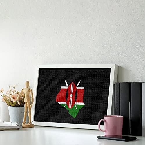 מפת דגל של קניה ערכות ציור יהלומים 5 ד עשה זאת בעצמך תרגיל מלא ריינסטון אמנויות קיר תפאורה למבוגרים 8איקס 12