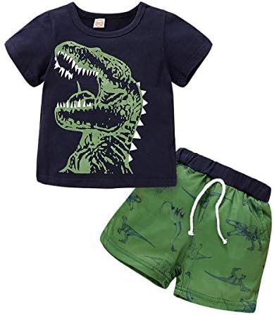 שבעה פעוט צעיר בגדי תינוקות צעיר שרוול קצר דינוזאור מודפס חולצת טריק