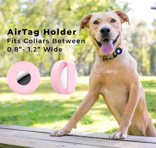 מחזיק צווארון כלבים של AirTag קל לניקוי סיליקון, מארז תג אוויר GPS אנטי-אבוד, תואם לצווארוני חתול כלבים כמו גם לתרמילים וארנקים, הוכחת הלם, סיליקון מגן על CAS