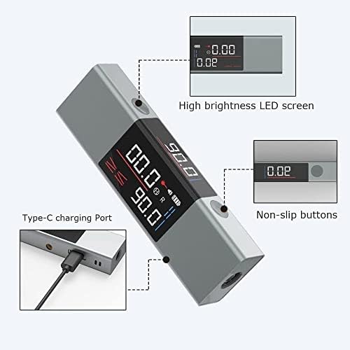 Diirglus DIGITAL ENDLINOMETER PROTRACTOR 4 * 90 ° Finder Finder Finder מד די, גוניומטר עם תצוגת LCD לצורך ניסור/קישוט/עיבוד עץ