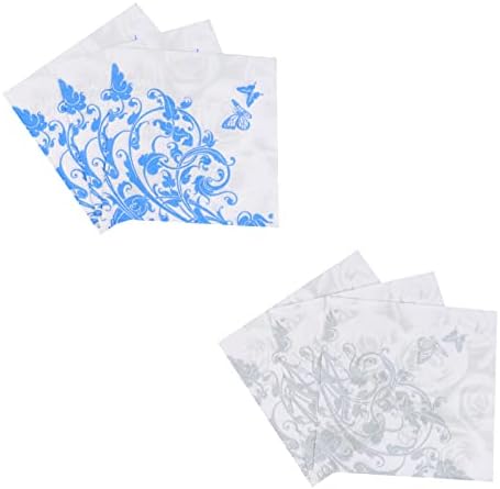 Veemoon 6 PCS מגבות דפוס מפיתת פרפרים כחולים קוקטייל יום השנה לקישוט נייר חתונה גן גן וינטג 'מודפס מפיות