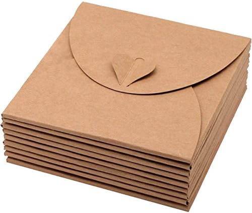 25 יחידות רטרו חום קראפט נייר שרוולי מעטפות קרטון אחסון מקרי שומרי מחזיק עם לב כפתור עבור תקליטור / די. וי. די אריזה או חנות