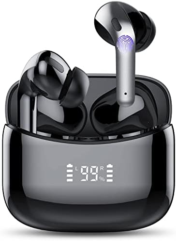 MRLTOP אוזניות אלחוטיות 5.0, אוזניות Bluetooth בתוך האוזן, זמן משחק של 35 שעות, מטען מהיר של USB-C, אוזניות אלחוטיות בס עמוק, בקרת מגע, אוזניות אלחוטיות ספורט אטום למים IPX7