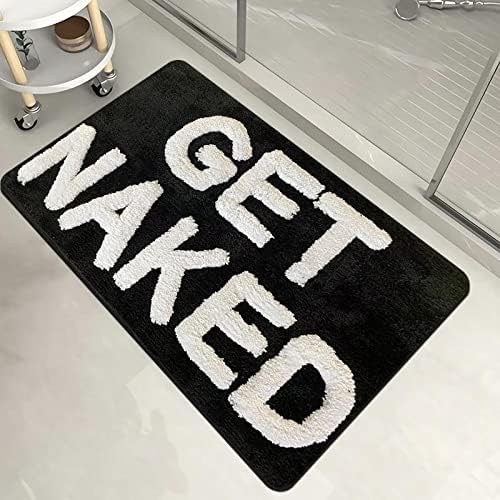 יואנג מקבל מחצלת אמבטיה עירומה- שטיחי אמבטיה מצחיקים -לא מחליקים מחצלות אמבטיה שחורות -שטיח אמבטיה סופג מיקרופייבר עבה לסופט לחדר אמבטיה -רחיץ מטען 20in x 32in