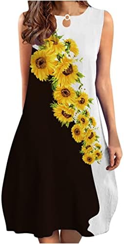 שמלות טנק קיץ לנשים אופנה פרחוניות מודפסות חולצות שמלת שמלה ללא שרוולים נדנדה MIDI Sundress