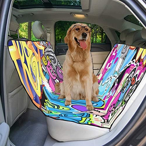 כלב מושב כיסוי מותאם אישית אופי גרפיטי אמנות יד נמשך הדפסת רכב מושב מכסה לכלבים עמיד למים החלקה עמיד רך לחיות מחמד רכב מושב כלב רכב ערסל עבור מכוניות משאיות רכב שטח