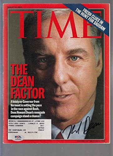 הווארד דין חתם על מגזין טיים 2003 8/11 עם חתימה של מושל ורמונט
