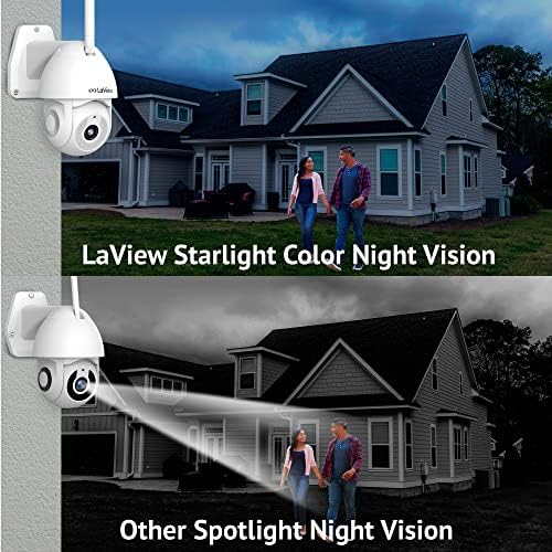 מצלמת אבטחה מקורה של Laview HD 1080P 2 חבילה +2K ערכת מצלמת חיצונית, 2.4 גרם WiFi, ראיית לילה של Starlight Color, נקה דו כיווני אודיו, אחסון ענן בארהב, תואם לאלכסה
