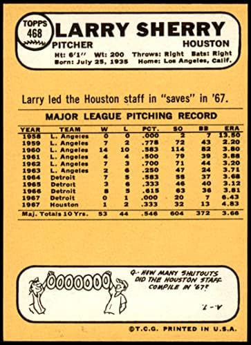 1968 Topps 468 לארי שרי יוסטון אסטרוס לשעבר/MT Astros