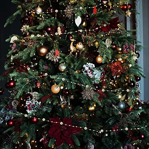 חרוזי עץ חג המולד של Abofan חרוזי גרלנד שרשרת גדילי פנינה פלסטי