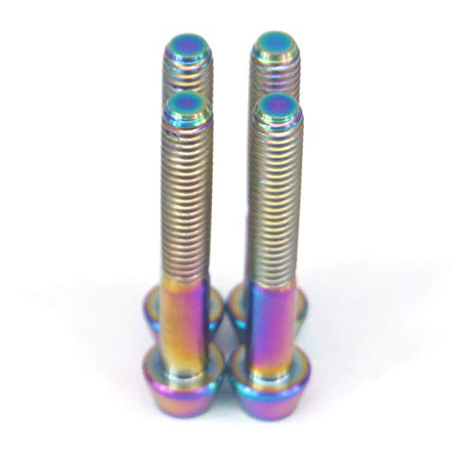 Sorekarain 4 PCS M6X40 ממ המגרש 1.0 ממ קשת GR5 Titanium Taper Cone Cone Allen Bold Bold לאופני הרים