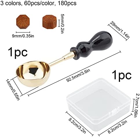 Craspire 1 קופסא ערכת חותם שעווה, תמנון חותם חותם שעווה עם 180 יחידות 3 צבעים חרוזי חותם שעווה, כף התכה של שעווה 1 pc להזמנת ליל כל הקדושים הזמנות לחתונה.
