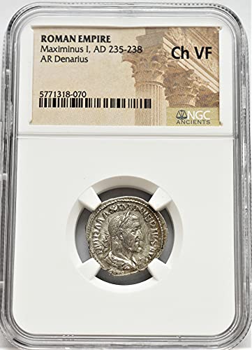 זה 235-238 לספירה מקסימינוס i רומא אימפריאל עתיק עתיק מטבע כסף רומאי AR Denarius Choice NGC עדין מאוד