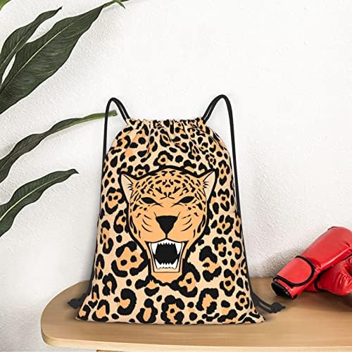 Pauseboll Cheetah Leopard Print Skring Bag, Cheetah Leopard Print Drapstring תרמיל לנשים, שקית חוט קל של שקית חוט סינץ