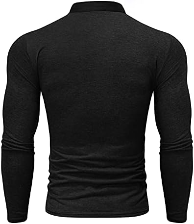 כפתור XXBR V Neck Henley חולצה לגברים, סתיו קדמי כפתור אימון שרוול ארוך