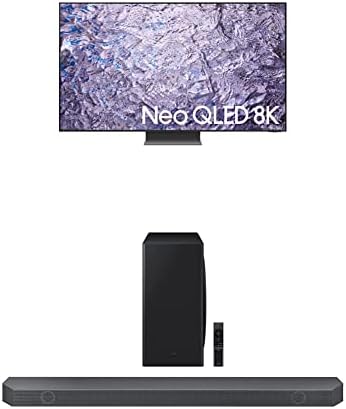 סמסונג 65 אינץ 'כיתה ניאו QLED 8K מיני LED QUANTUM HDR טלוויזיה חכמה עם עיצוב אולטרה דק, דולבי אטמוס, צליל מעקב אחר אובייקטים+, Q-Symphony 3.0, Alexa מובנה W HW-Q800B/ZA 5.1.2CH סרגל סאונד