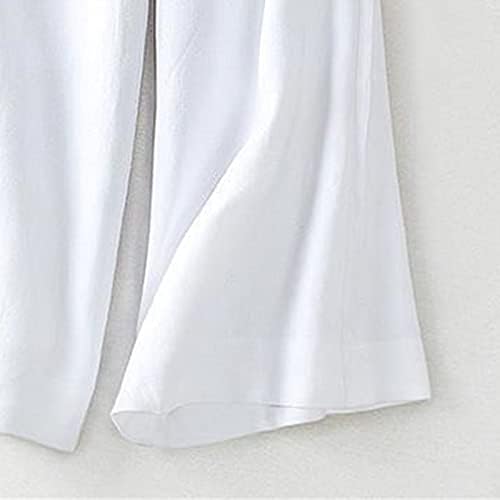 Maiyifu-GJ נשים מכנסי כותנה מזדמנים מכנסיים רחבים מכנסיים רגועים בכושר רך נוח רחב נוח רחב בצבע אחיד מותניים גבוהים מכנסיים רופפים