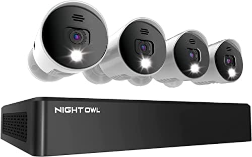 מערכת מצלמות אבטחה לבית עם 4 קווית מצלמות זרקור פנימיות/חיצוניות אודיו וכונן קשיח 1 טרה-בתים לבן, וו-אם-בי-טי-די 881-4