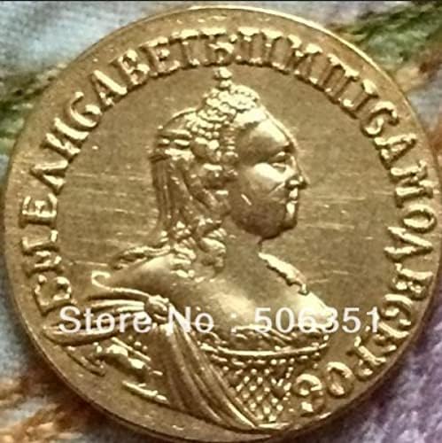 מטבעות מצופה זהב 24 קראט 2 רובל העתק ייצור קופר
