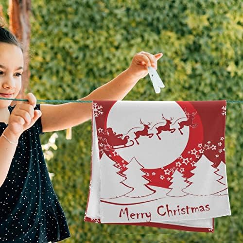 מגבת יד חג שמח 28.3x14.4 אינץ 'של 2 אדום חמוד סנטה אייל שלג שלג סגנון חג המולד מתנה מתנה רכה סופגת מגבות יד סופרות חדר אמבטיה רב תכליתי, מלון, חדר כושר וספא