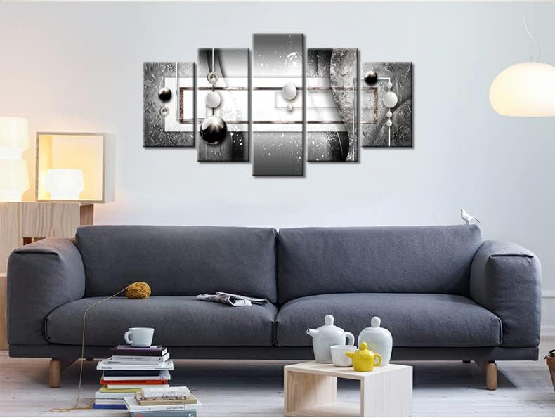 קיר קיר קיר בשחור לבן אמנות סימטריה אפור הדפסים תמונה מודרנית 5 יצירות ציור עיצוב הבית לחדר שינה מוכן לתלות יצירות אמנות עכשוויות ממוסגרות
