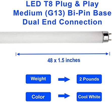 בולבמאסטר פ32ט8 צינור פלורסנט 32 וולט 48 אינץ ' ט8 נורות פלורסנט, פ32ט8 841 נורה, 4100 קראט לבן קריר, 2950 לומן, גרם 13 בסיס דו-פינים בינוני, 4 חבילות