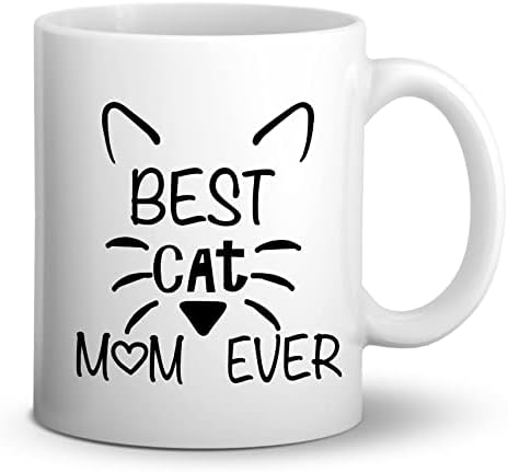 דוטיין הטוב ביותר חתול אמא אי פעם מצחיק חתול פנים קפה ספל 11 אונקיה דו צדדי קרמיקה ספל כוס קפה תה חלב,מתנת יום הולדת עבור כלב אוהבים, חתול אמהות חתול בעלי מתנות
