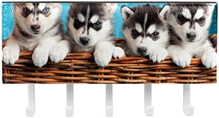 ארבעה מארגן מדף כלבים של האסקי עם 5 ווים מדף מדף מטבח קיר מדף אחסון רב -פונקציונלי