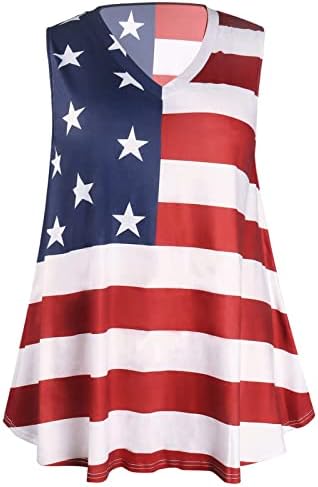 חולצת דגל אמריקאית לנשים פלוס חולצות טנק ללא שרוולים בגודל