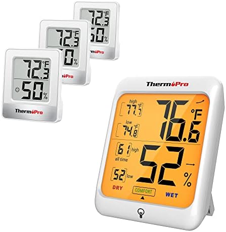 Thermopro TP49 3 חתיכות דיגיטליות Hygrometer מדחום מקורה מד לחות מיני מדחום Hygrometer+ThermoPro TP53 Hygrometer דיגיטלי מדחום מקורה לבית, חיישן לחות טמפרטורה