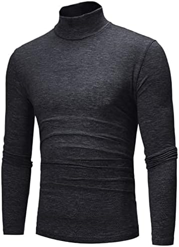 צווארון גולף גברים חולצת שרוול ארוך חולצה דקה בכושר סוודר קל משקל חולצות בסיסיות.