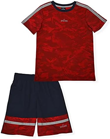 Spalding Boys Athletic Graphic Crewneck T חולצה קצרה של Seeve Top ו- Shorts Short Sym
