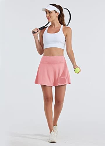 ויליט חצאית טניס לנשים גולף מותן גבוה גולף ריצה ספורטס ספורט חצאיות קפלים עם כיסי כדור הגנה על UV