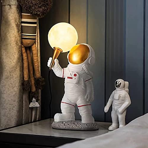 מנורת שולחן אסטרונאוט 16 מנורת שידה של ספייסמן 3 ירח מנורת שולחן לחדר ילדים חדר ילדים הוביל ניתן לעמעום קריקטורה שרף זכוכית חדר שינה ליד מיטת אור לסלון, מתנה לבנים בנות