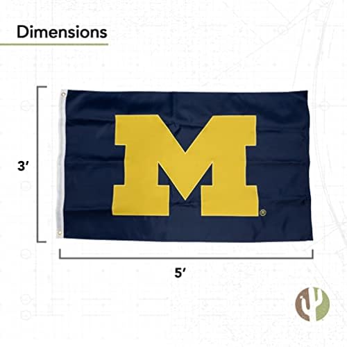 דגלים באוניברסיטת מישיגן באנרים וולברינס אום U של M ניילון מקורה חיצוני 3x5