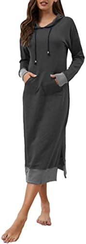 שמלת סווטשירט סווטשירט סווטשירט של וונפורזה לנשים עם שרוול ארוך לנשים עם כיס