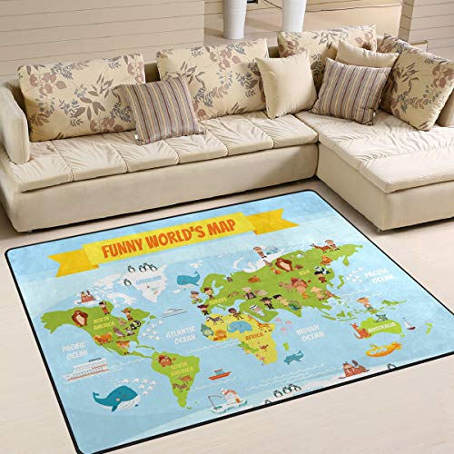 Mr.Xzy World Map Map Animal Penguin Whaling Orangutan שטיח אזור גדול לסלון ללא החלקה מנעול מים שטיח משחק שטיח לפעילות חדר שינה שטיחים תרגיל מחצלת כושר 80 x 58 בשנת 2010585