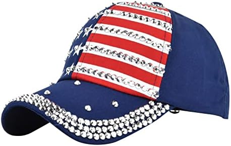 אמריקאי דגל כובע לנשים גברים בייסבול כובעי ניצוץ ריינסטון ארהב דגל כובע פטריוטית בלינג גבישי היפ הופ כובעים